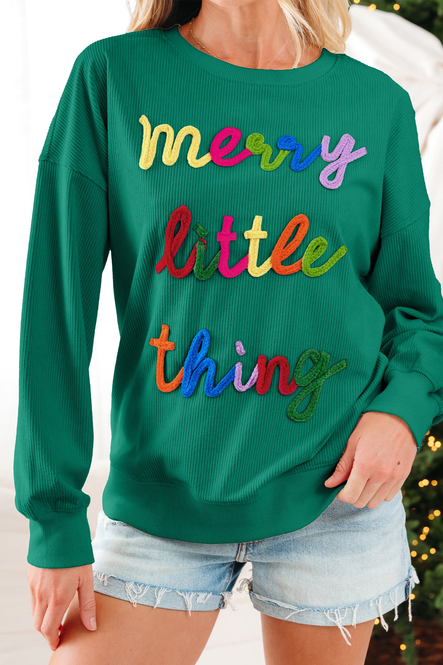 Merry Little Thing Textured Long Sleeve Sweatshirt