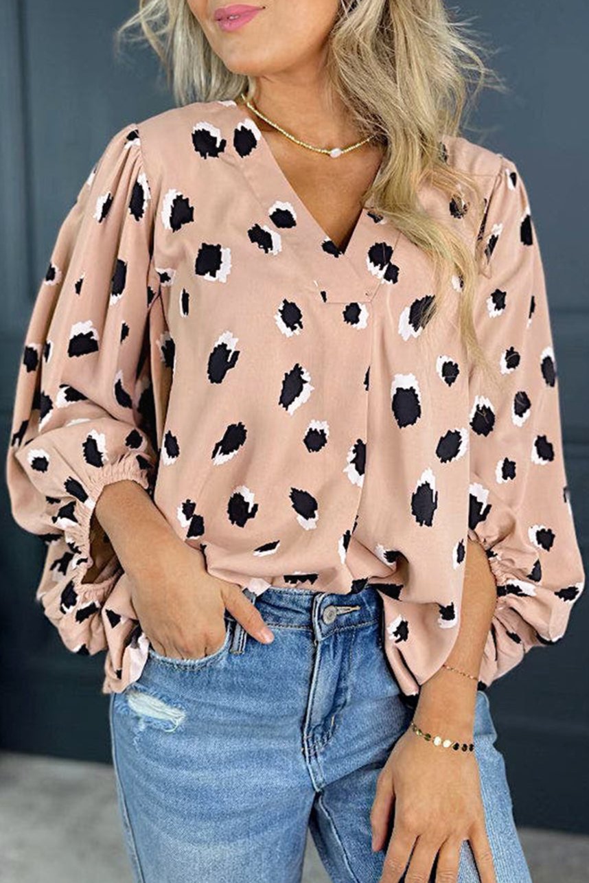 Leopard V-Neck 3/4 Sleeve Blouse