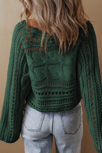 Hollowed Cable Knit Crop Sweater