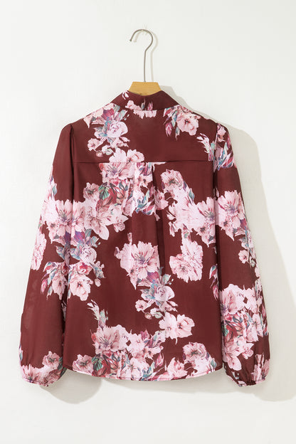 Floral Puff Sleeve Collared Shirt