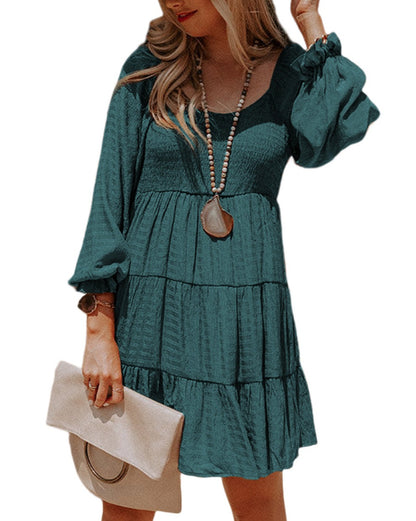 Smocked Puff Sleeve Tiered Dress