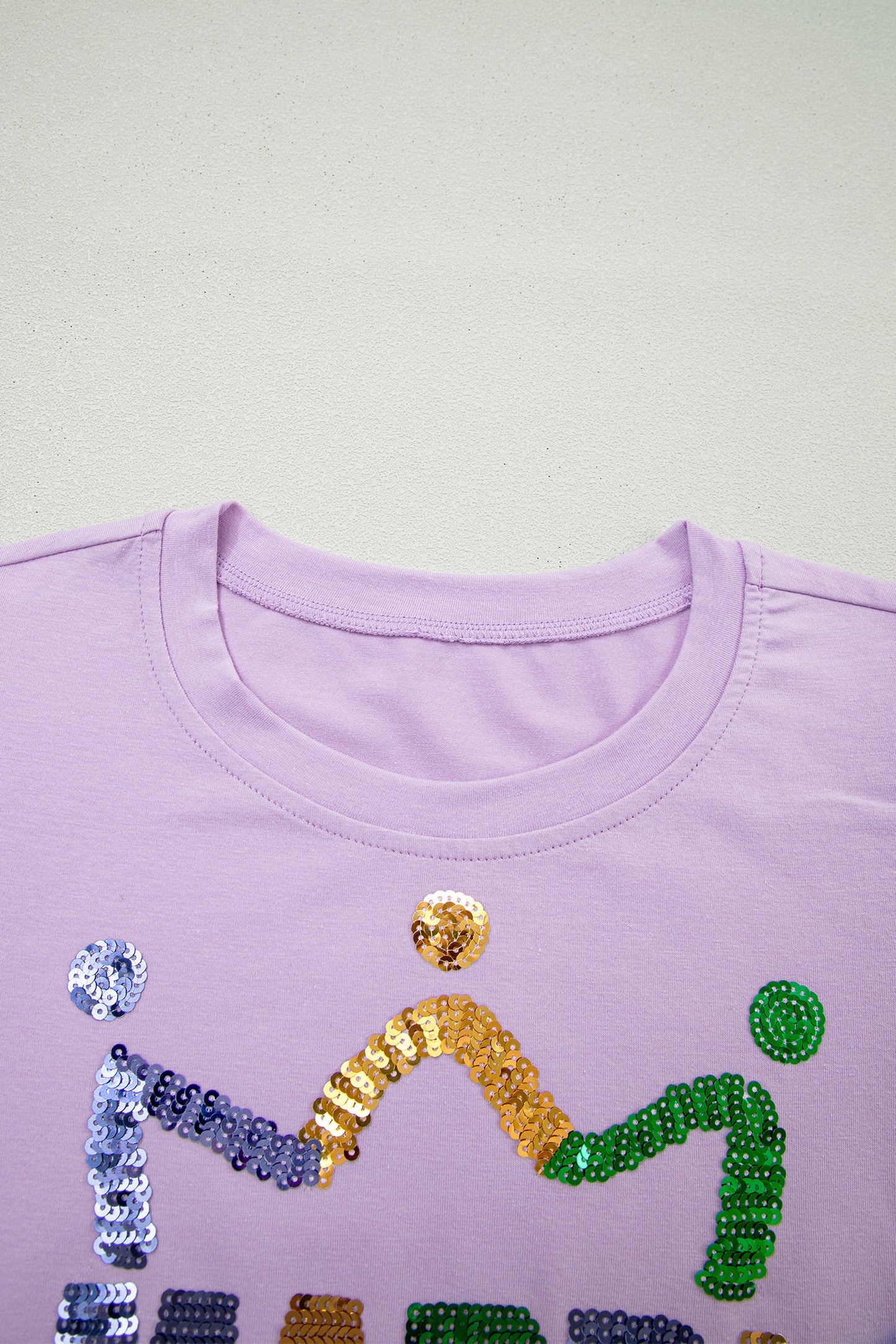 Mardi Gras Sequin Graphic Patchwork T-Shirt