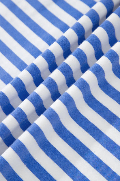 Stripe Crewneck Tee & Tie Waist Shorts Set