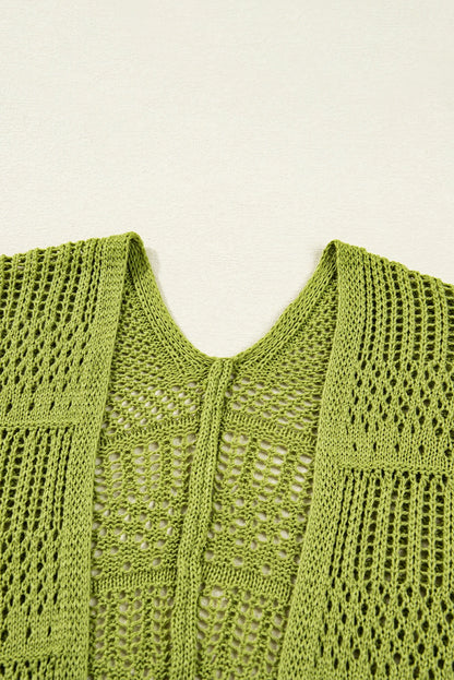Crochet Knit Oversize Open Front Cardigan