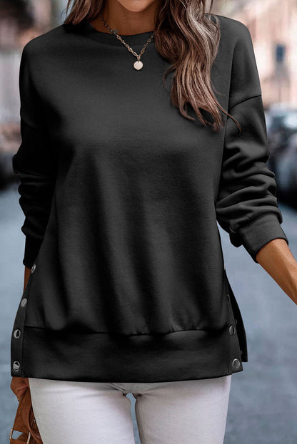 Snap Button Pullover Sweatshirt