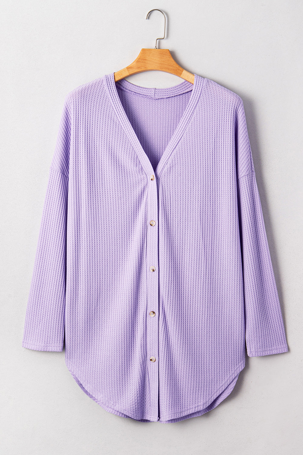 Plus Size Solid Waffle Knit Button-Front Cardigan