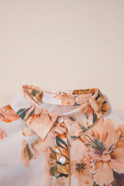 Floral Puff Sleeve Collared Shirt