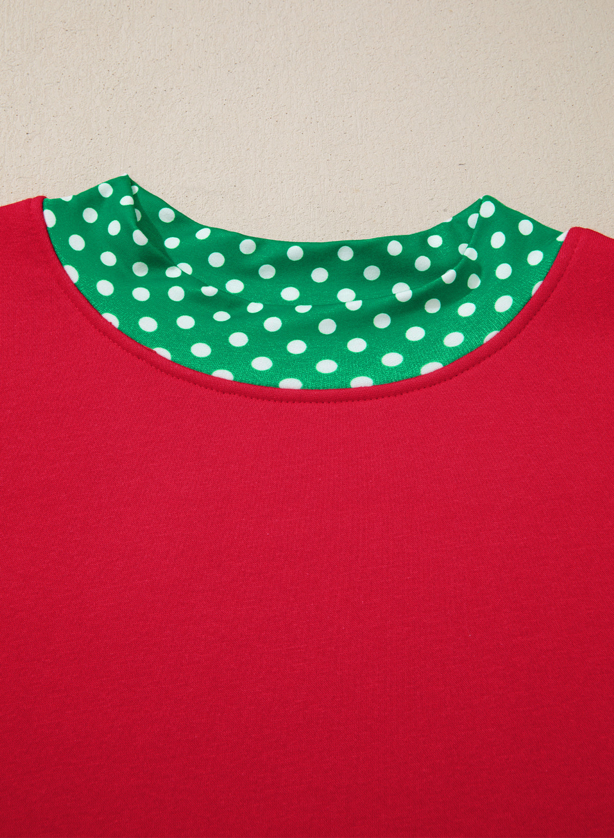Plus Size Polka Dot Contrast Trim Mock Neck Sweatshirt