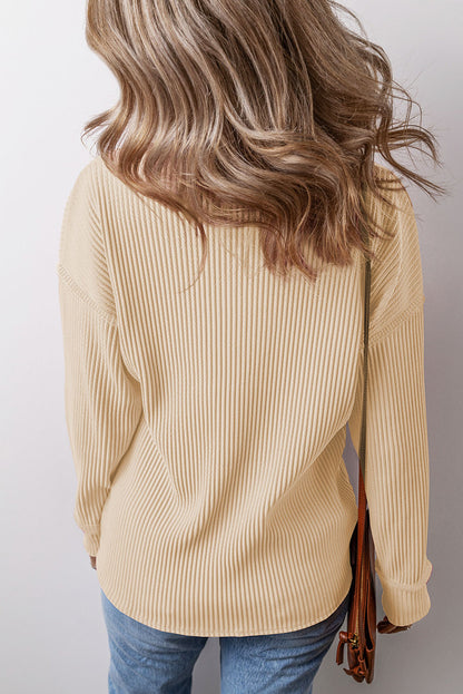 Solid Corded Long Sleeve Top