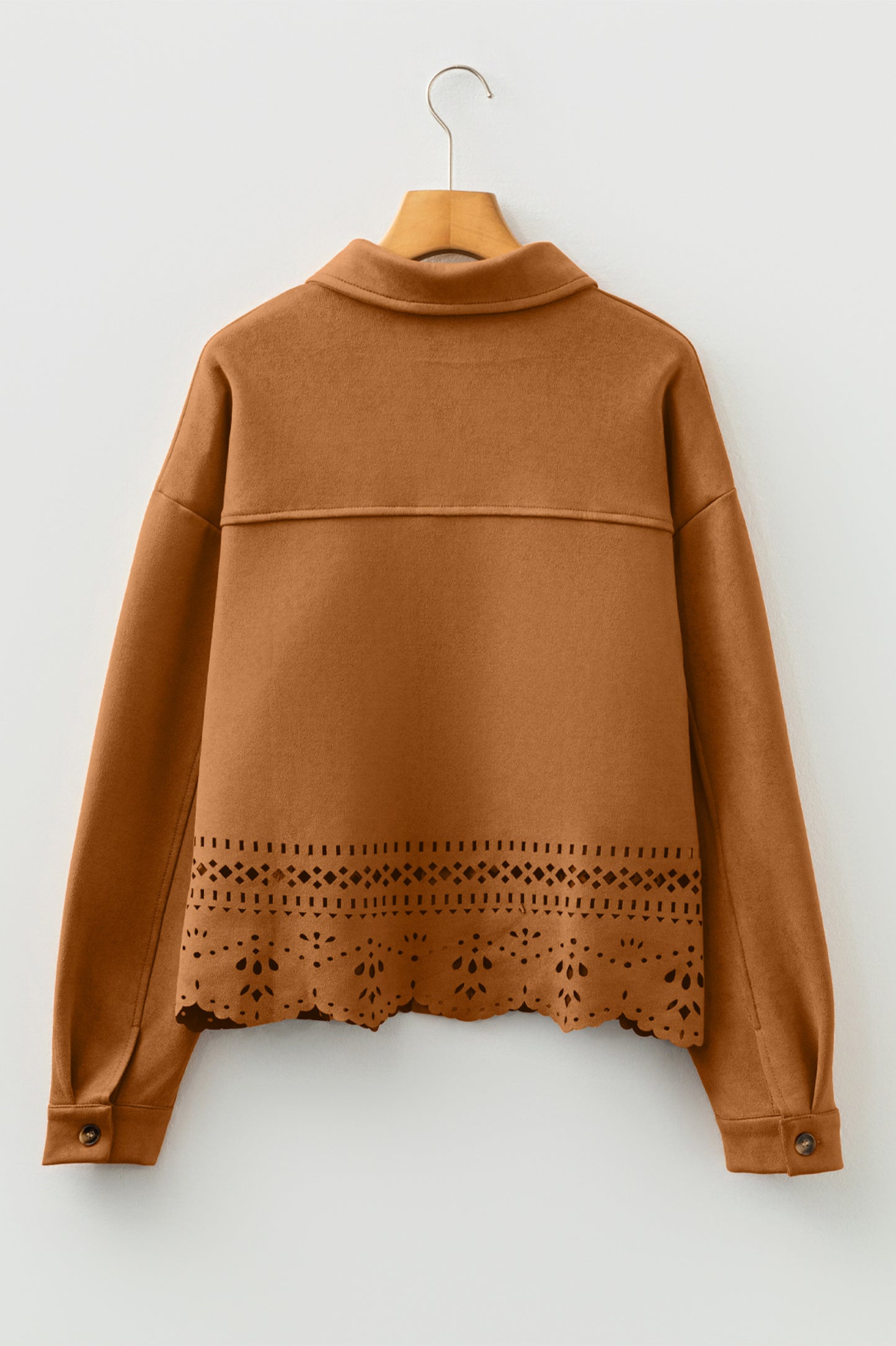 Solid Faux Suede Hollowed Jacket