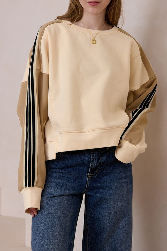 Contrast Stripe Patchwork Sweatshirt