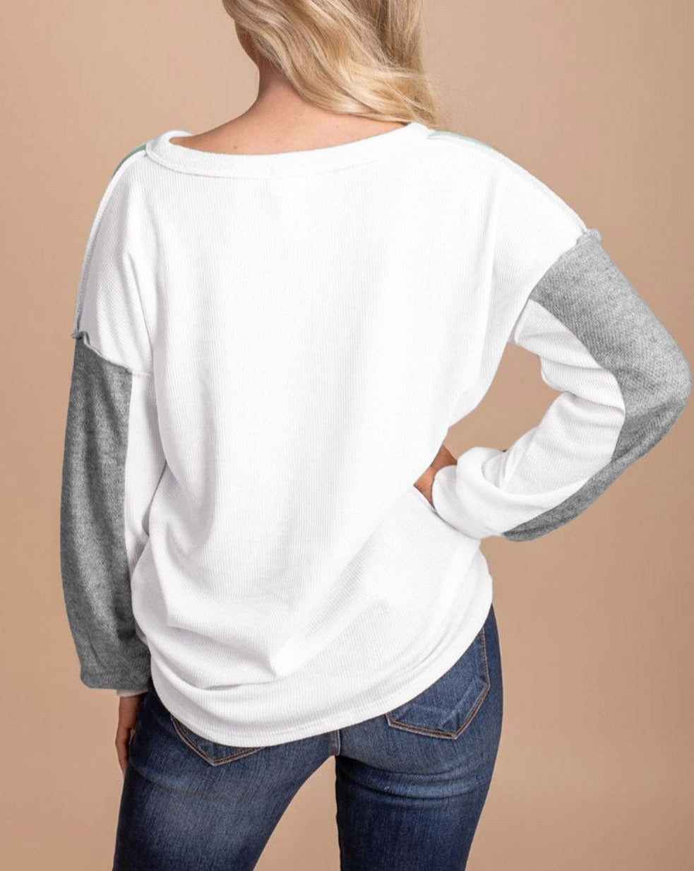 Colorblock Waffle Reverse Seam Top