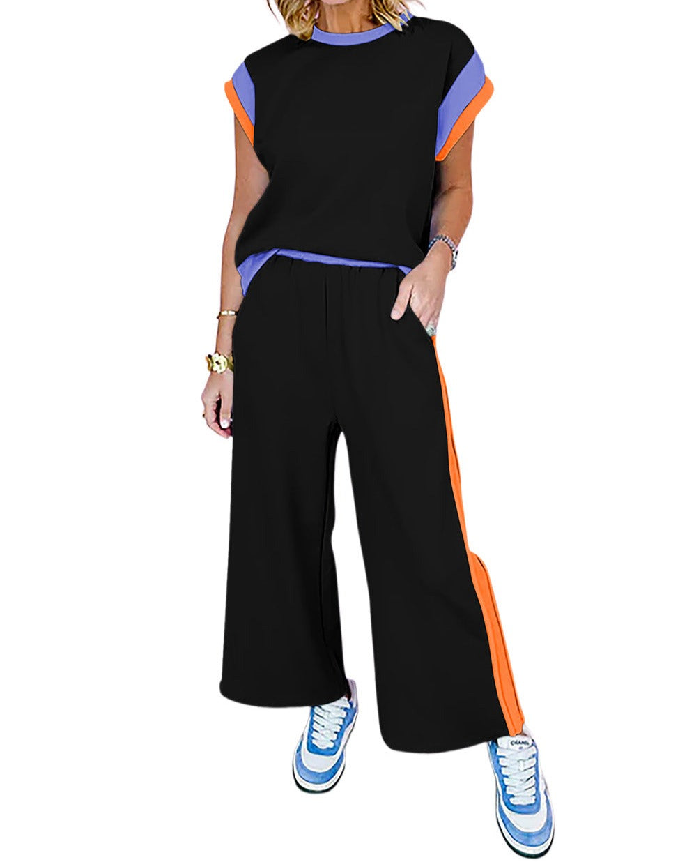 Colorblock Top and Pants Set