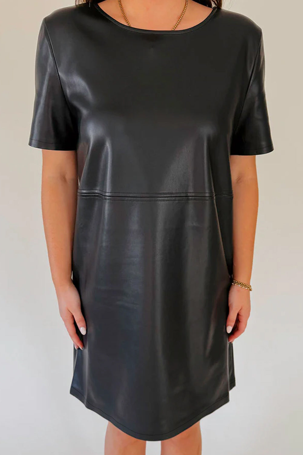 Faux Leather T-Shirt Dress