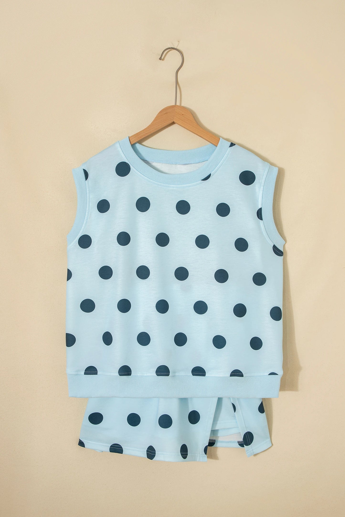 Polka Dot Ribbed Trim Tank & Mini Skort Set