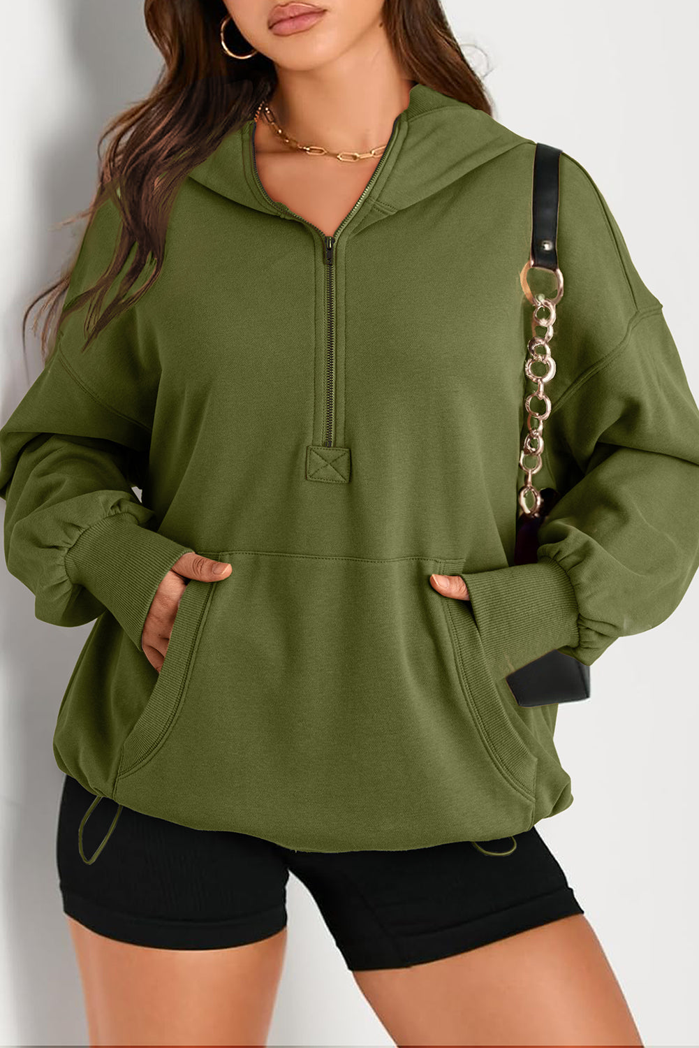 Solid Kangaroo Pocket Oversized Hoodie