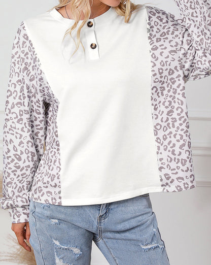 Leopard Colorblock Dolman Sleeve Top