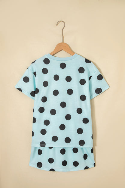 Polka Dot Short Sleeve Top & Mini Skort Set