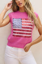 Sequin American Flag Sleeveless Top