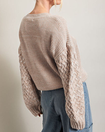 Cable Knit Drop Shoulder Sweater