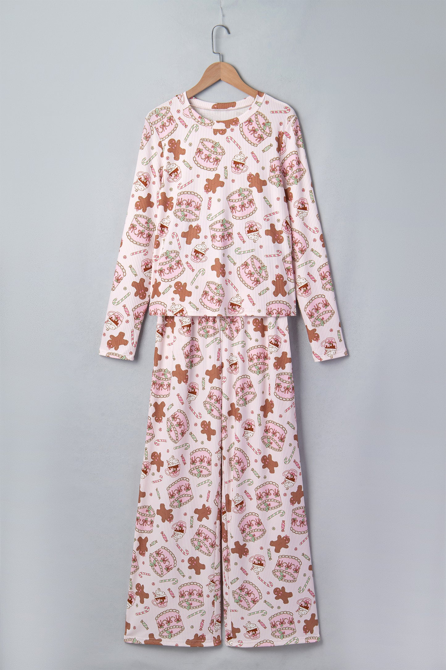 Christmas Ribbed Knit Top & Pants Pajama Set