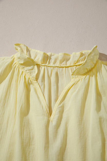 Solid Ruffle Trim V-Neck Sleeveless Top