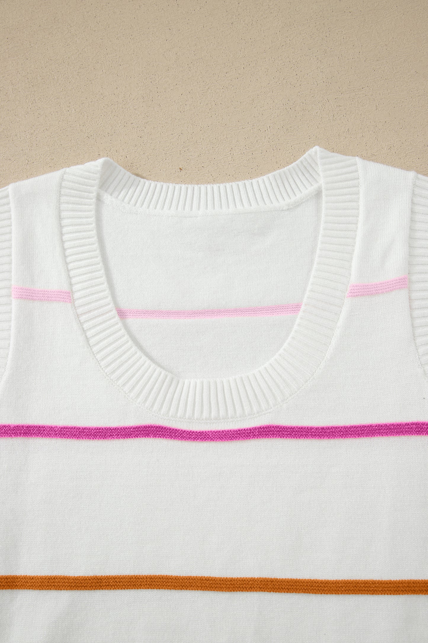 Stripe Round Neck Sleeveless Sweater Tank