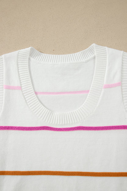 Stripe Round Neck Sleeveless Sweater Tank