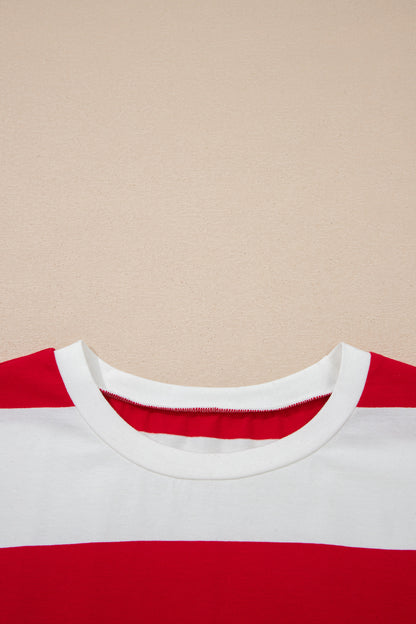 Stripe Colorblock Short Sleeve Oversize Tunic Tee