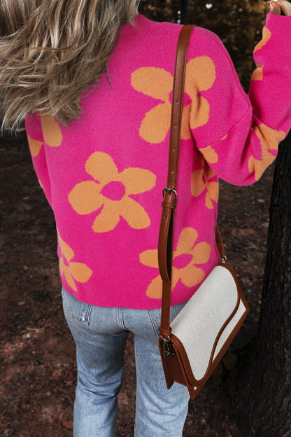 Floral Mock Neck Long Sleeve Sweater