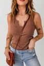 Ribbed Split V-Neck Tank Top