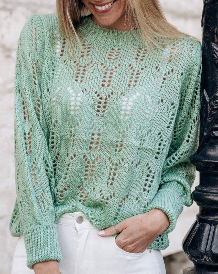 NEW! Patterned Pointelle Knit Sweater