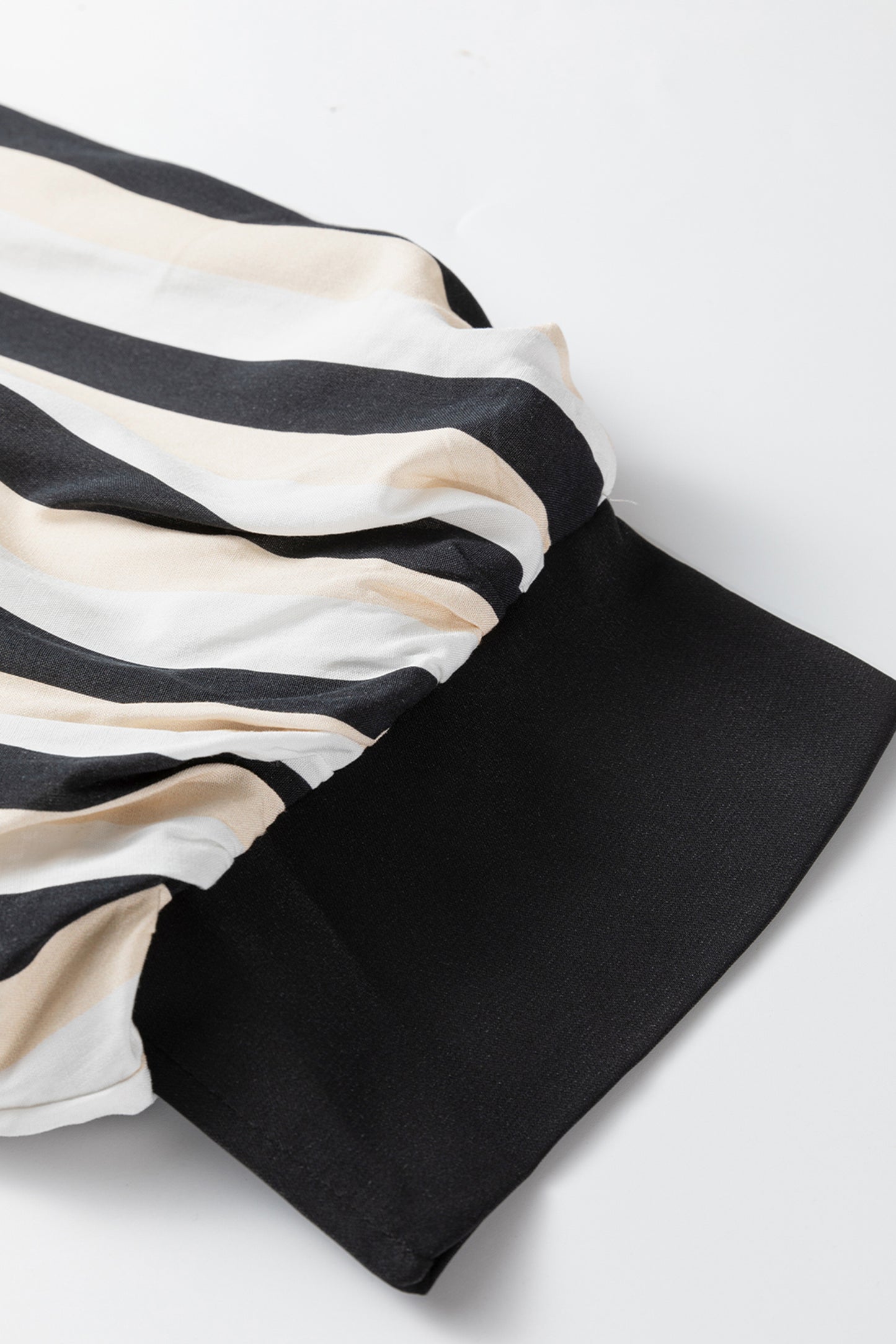 Stripe 3/4 Puff Sleeve Button Midi Dress