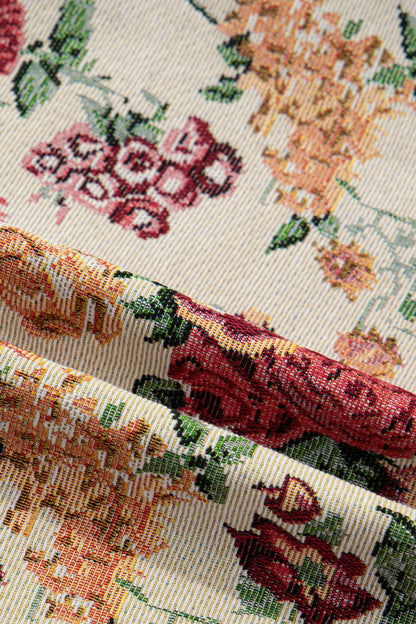 Floral Scallop Hem Button Front Mini Skirt