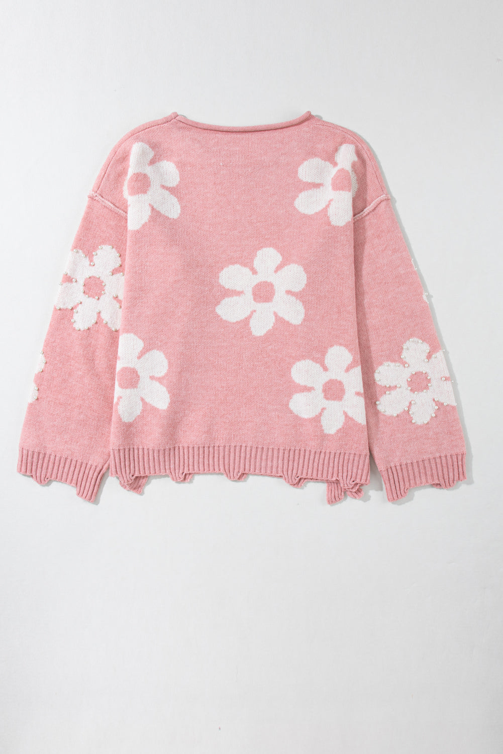 Valentine Heart and Floral Pearl Beaded Sweater