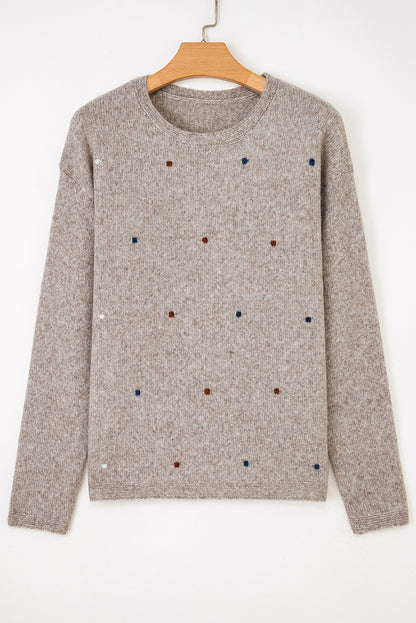 Polka Dot Drop Shoulder Sweater