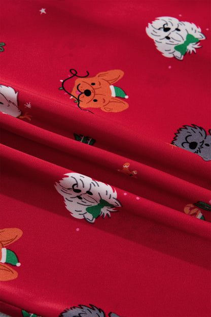 Christmas Dog Collared Top & Shorts Pajama Set