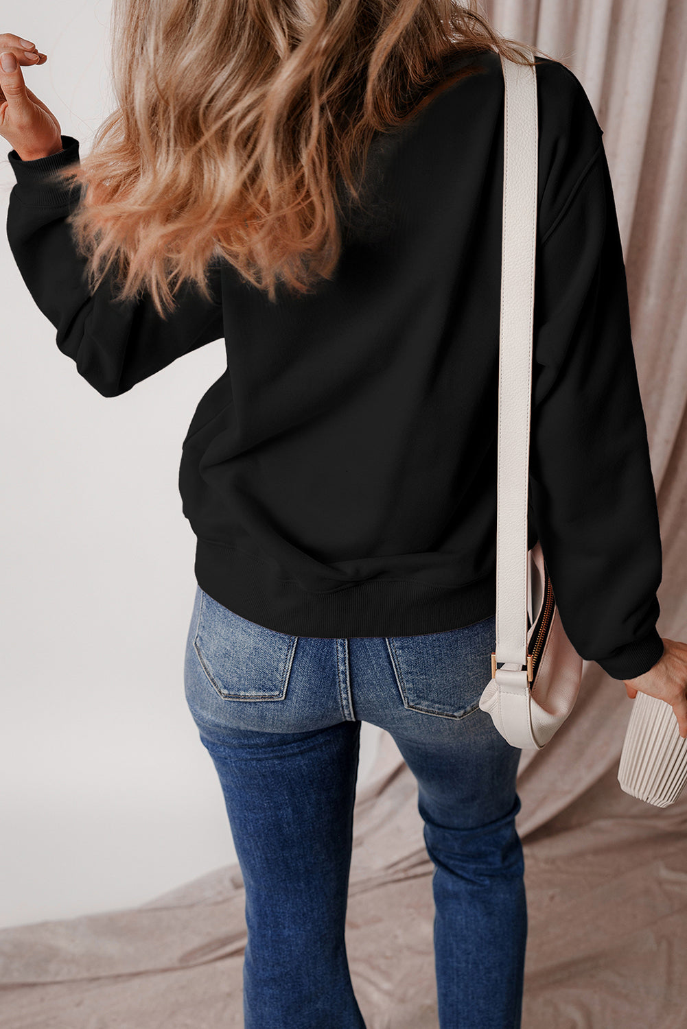 Solid Fleece Lined Terry Sweatshirt