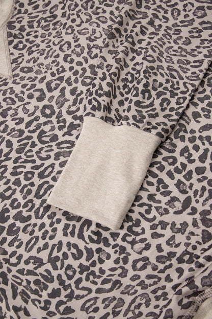Leopard Patchwork Crew Neck Sweatshirt
