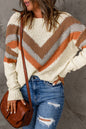 Chevron Stripe Drop Shoulder Sweater