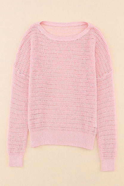 Hollowed Knit Long Sleeve Top