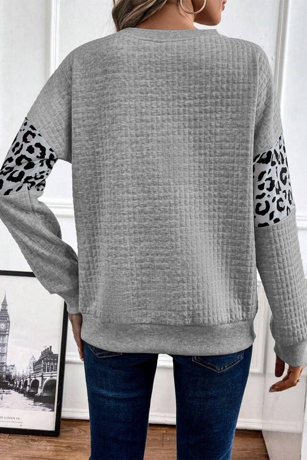 Leopard Colorblock Quilted Sweatshirt