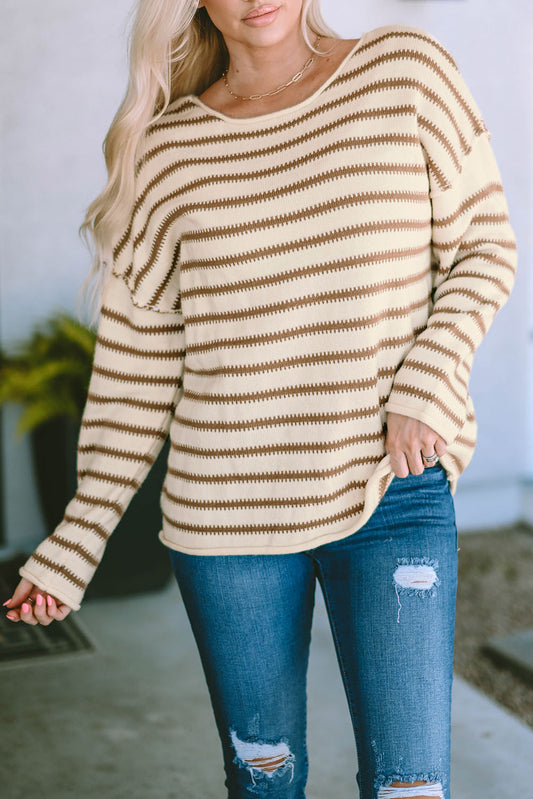 Stripe Drop Shoulder Oversized Sweater