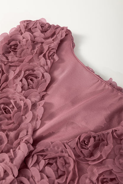 Floral Textured V-Neck Wrapped Sleeveless Bodysuit