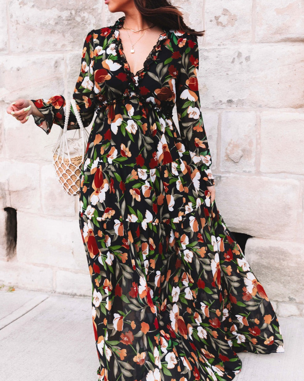 Floral Ruffle Tiered Maxi Dress