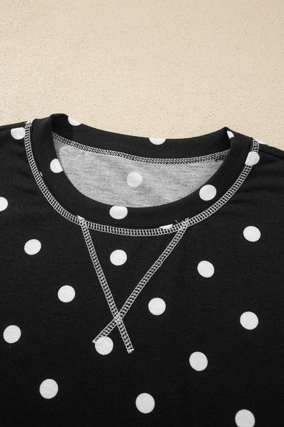 Polka Dot 3/4 Sleeve Top & Elastic Waist Pants Set