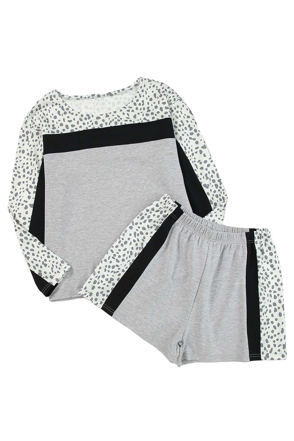 Leopard Colorblock Pullover Shorts Set