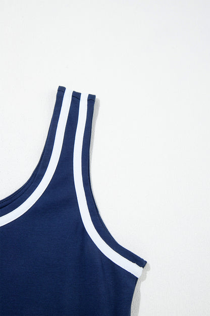 Contrast Trim Scoop Neck Sleeveless Mini Dress