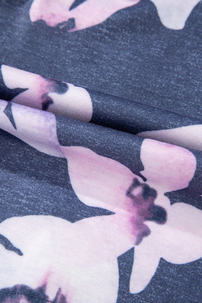 Floral Ruched Strapless Bandeau Pocketed Romper