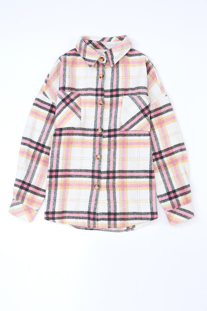 Plaid Butoned Chest Pocket Shacket